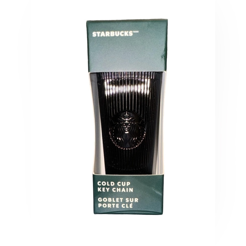 Starbucks 2024 Shiny Black Pleated Cold Cup Keychain